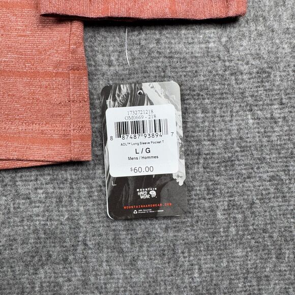 Mountain Hardwear ADL Long Sleeve Pocket T-Shirt Men's Large Orange Striped NWT‎ - Picture 2 of 8